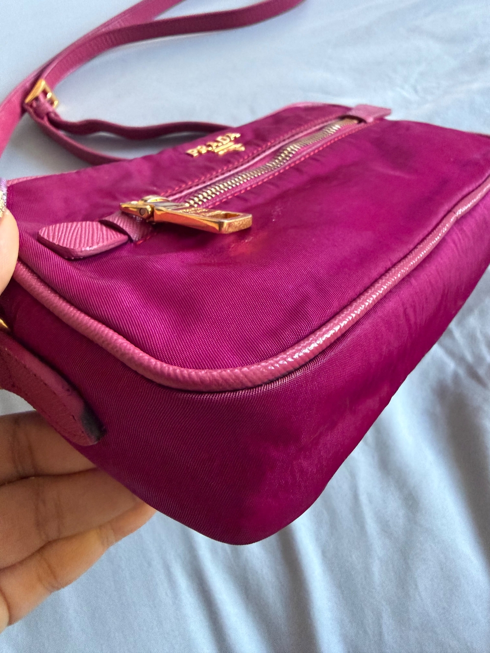 Prada Pink Nylon Crossbody Bag with Gold Hardware - Picture 11 of 16